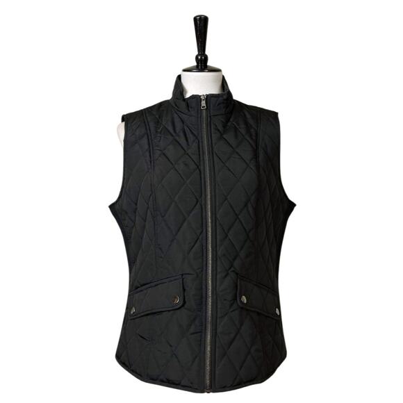 Westport Black Quilted Vest Zip Front Snap Pockets Padded Women's Size Large - Picture 12 of 12